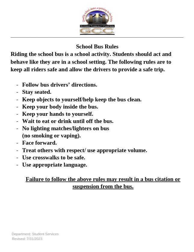 School Bus Rules